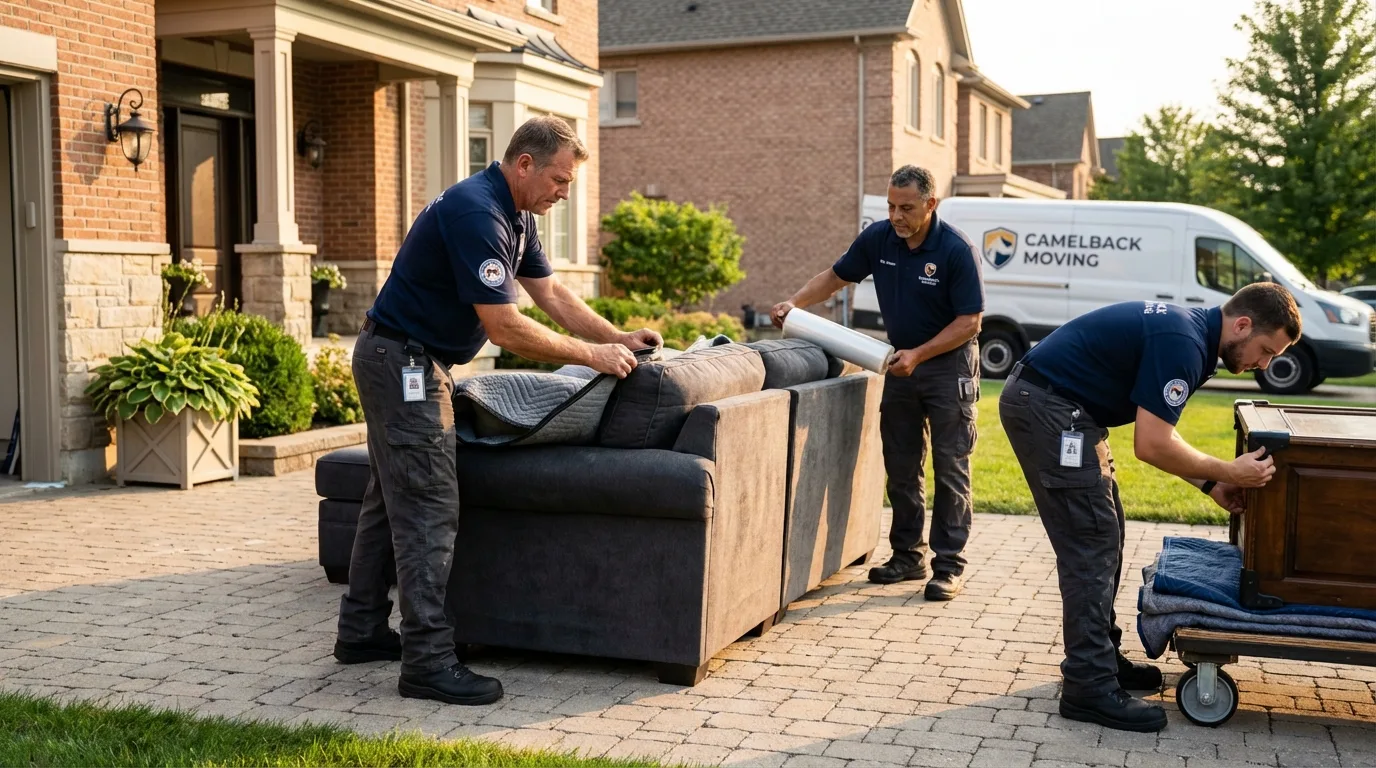 Large estate moving crew wrapping furniture in Mansfield, LA